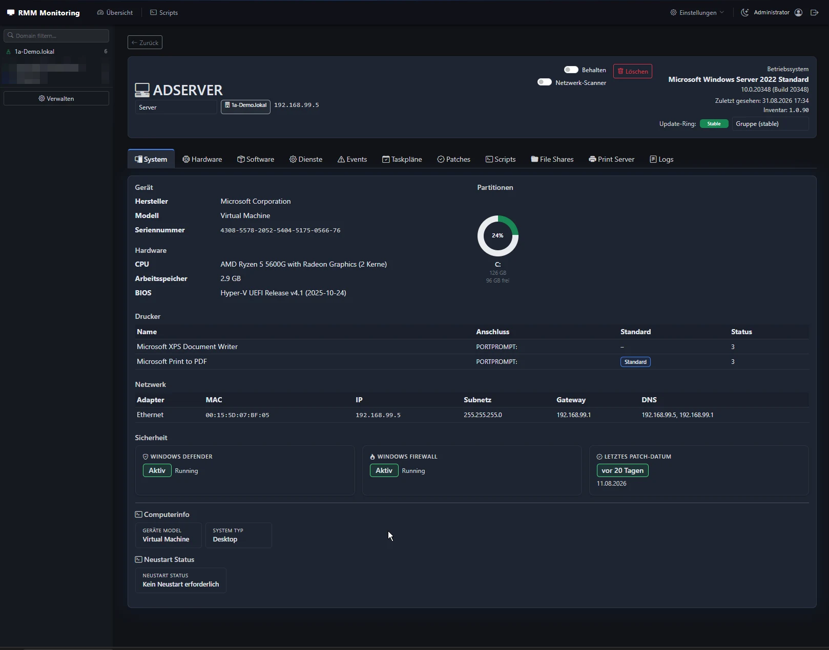 Monitoring-Tool: Client-Dashboard